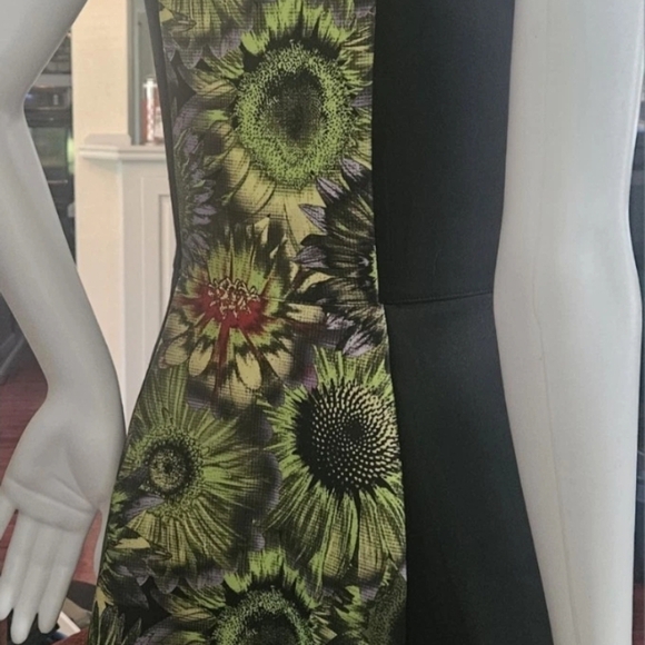 Xhilaration Dress, Black,  Sunflower Print,  Fit And Flare, L, GUC ✔️ - Picture 3 of 6